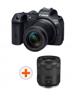 Безогледален фотоапарат Canon - EOS R7, RF-S 18-150mm IS STM, Black + Обектив Canon - RF 85mm f/2 Macro IS STM